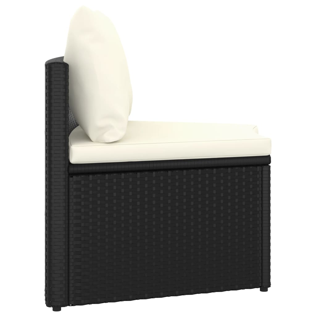 2 kom. Vrtna garnitura za sjedenje s jastucima od poliratana crne boje