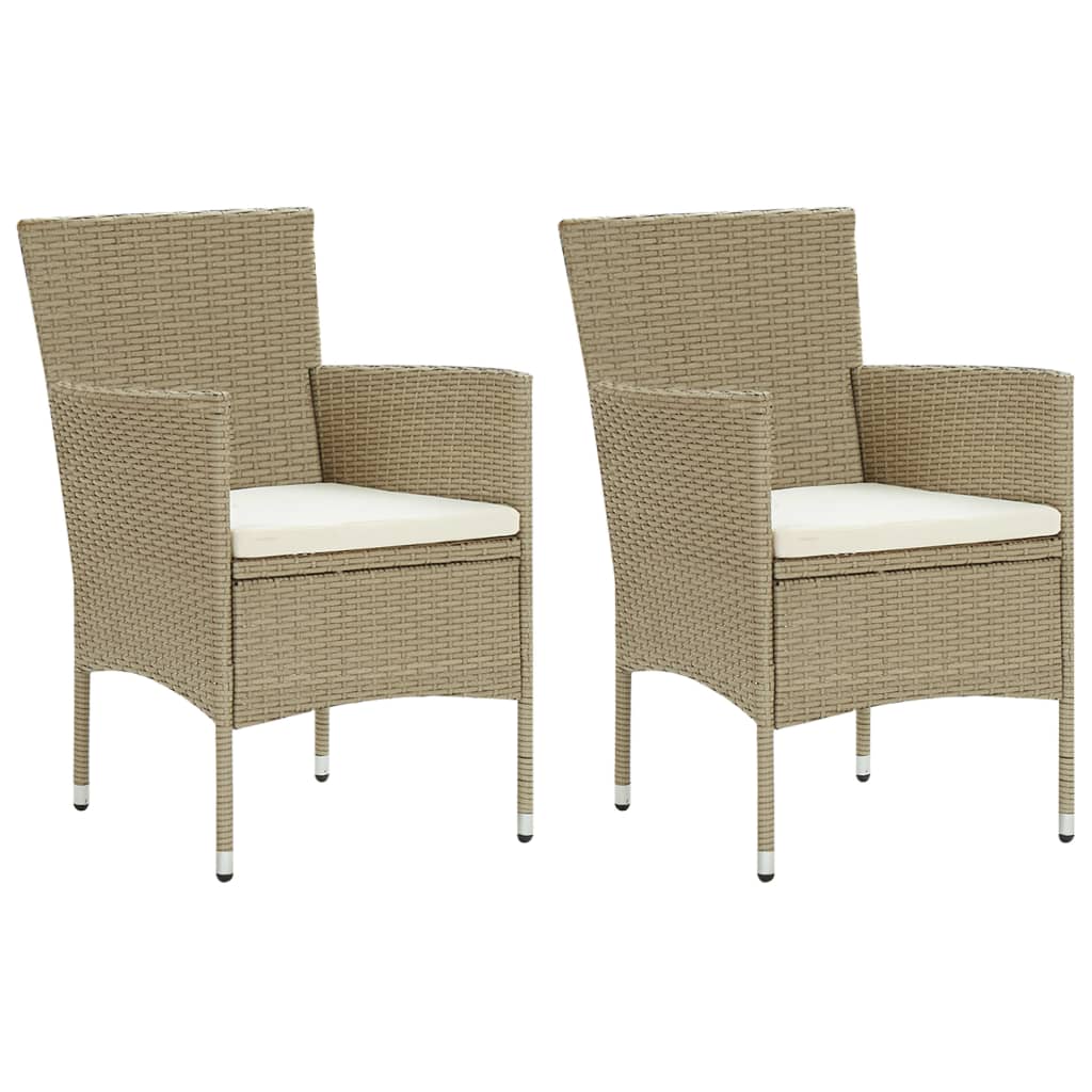 Garden Dining Chairs 2 pcs. Poly Rattan Beige