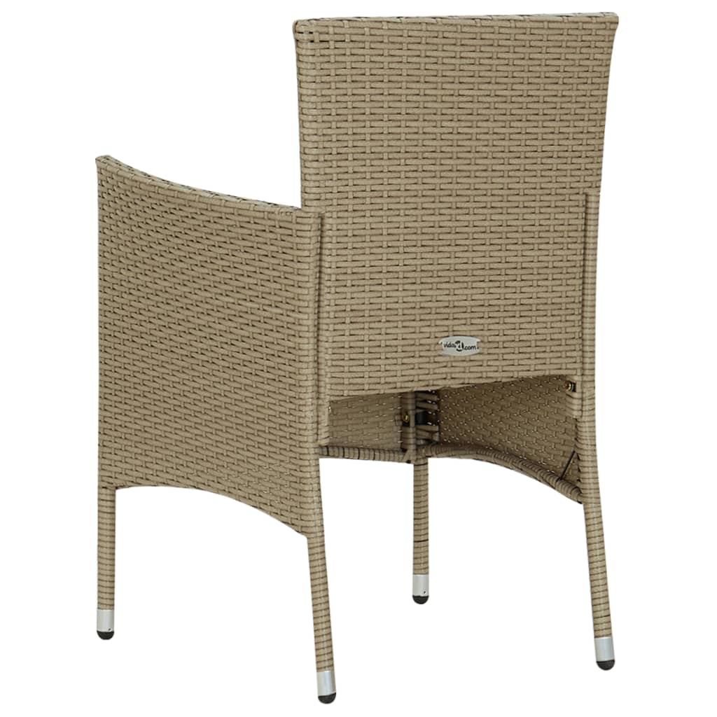 Garden Dining Chairs 2 pcs. Poly Rattan Beige