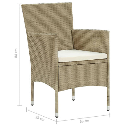 Garden Dining Chairs 2 pcs. Poly Rattan Beige