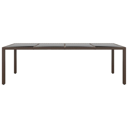 Gartentisch mit Glasplatte Braun Poly Rattan