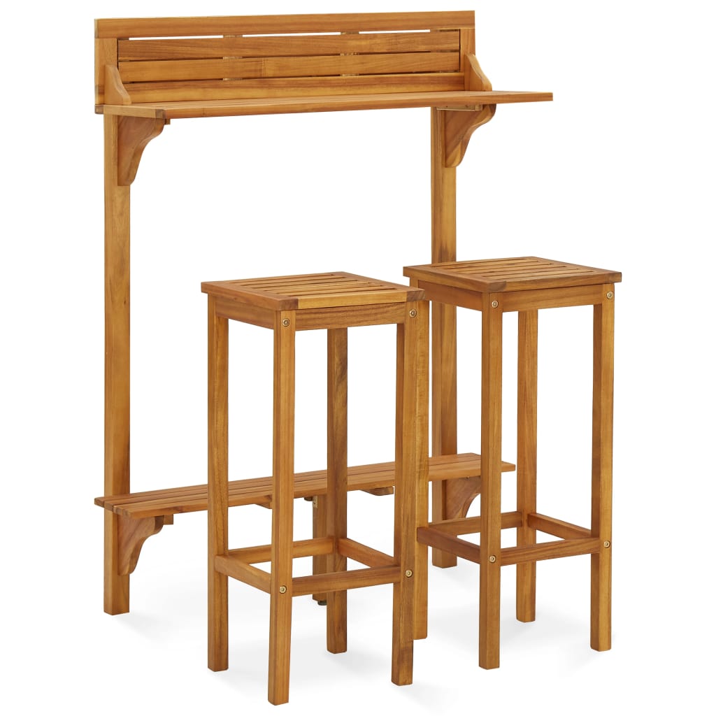 3-piece balcony bar set solid acacia wood
