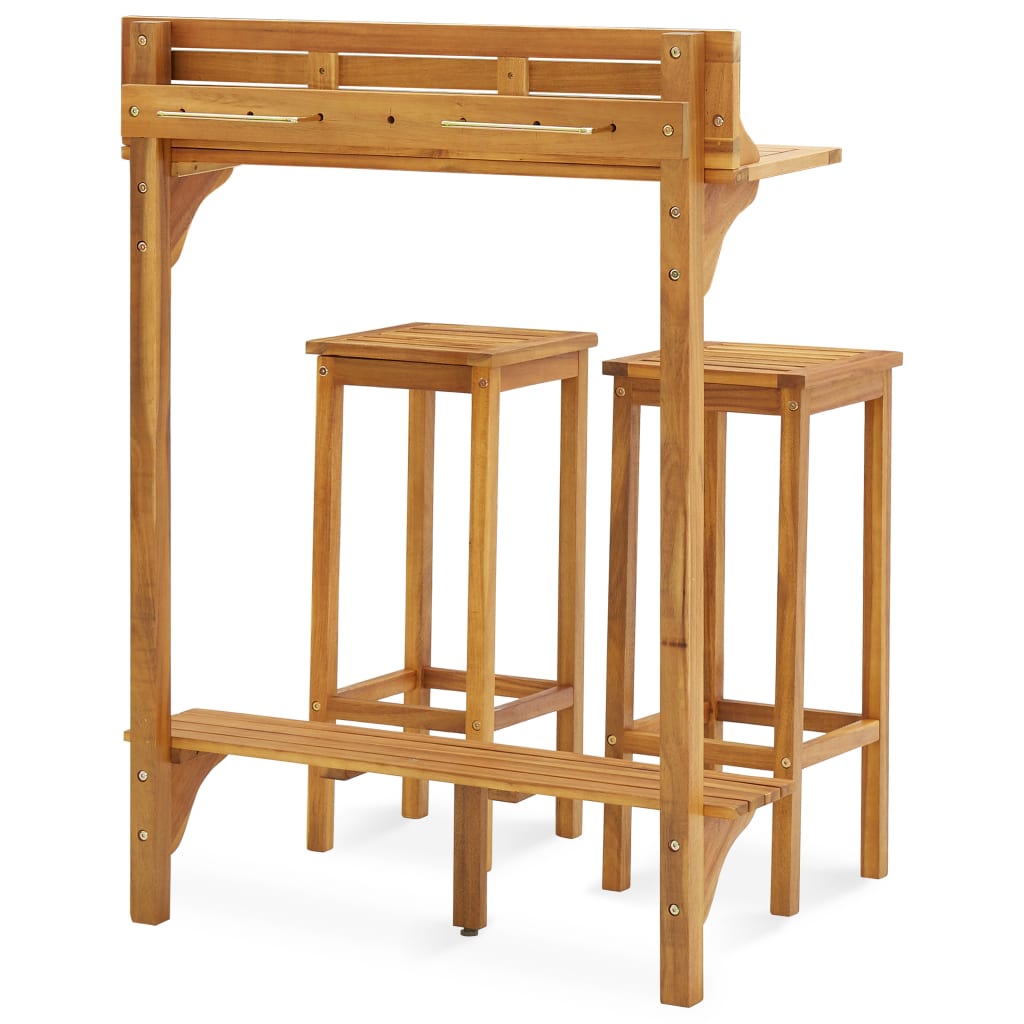 3-piece balcony bar set solid acacia wood