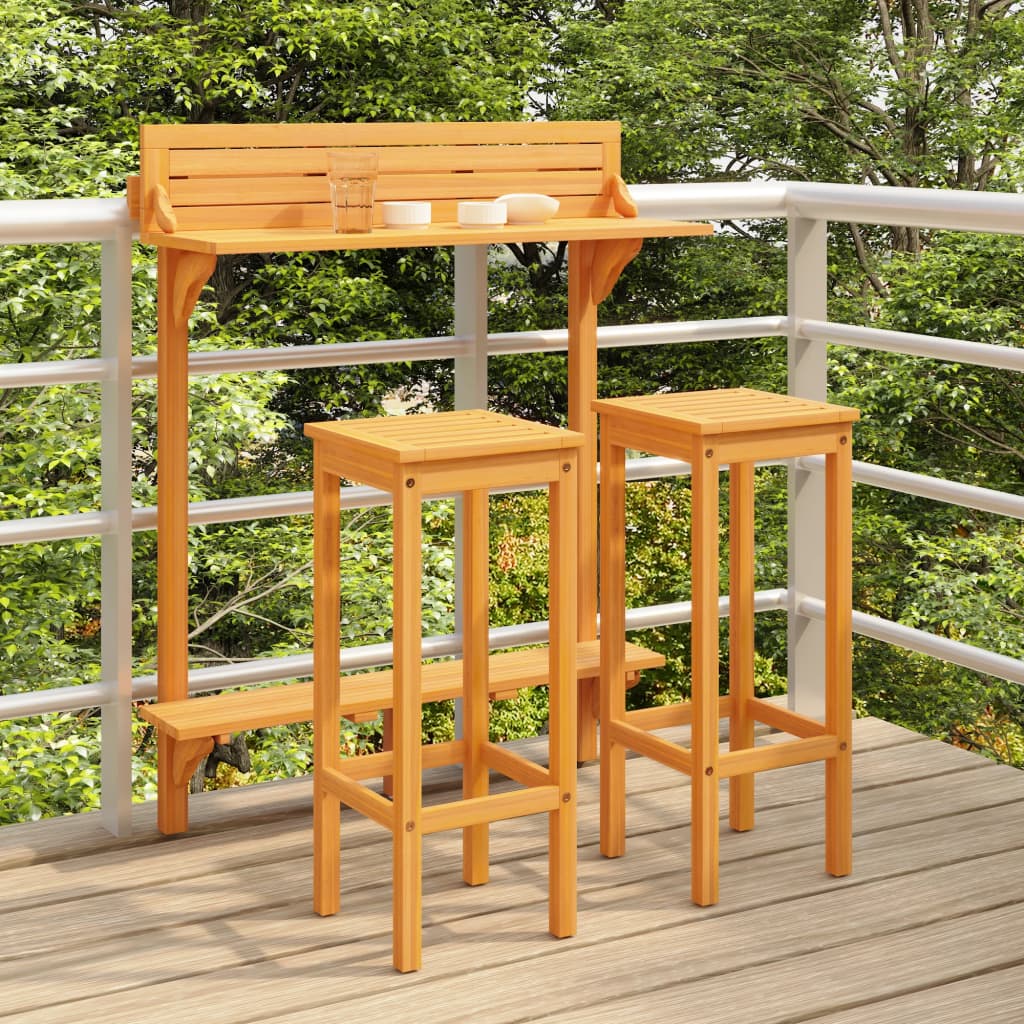 3-piece balcony bar set solid acacia wood