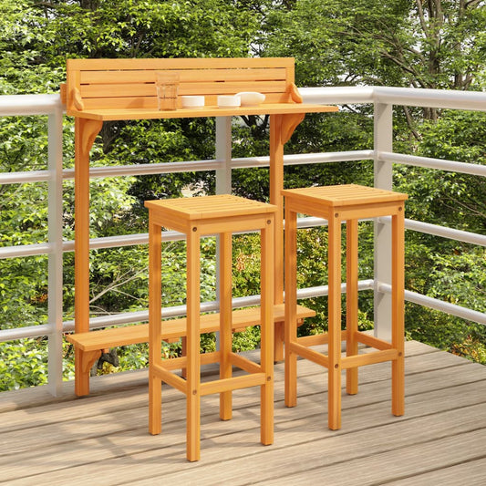 3-piece balcony bar set solid acacia wood