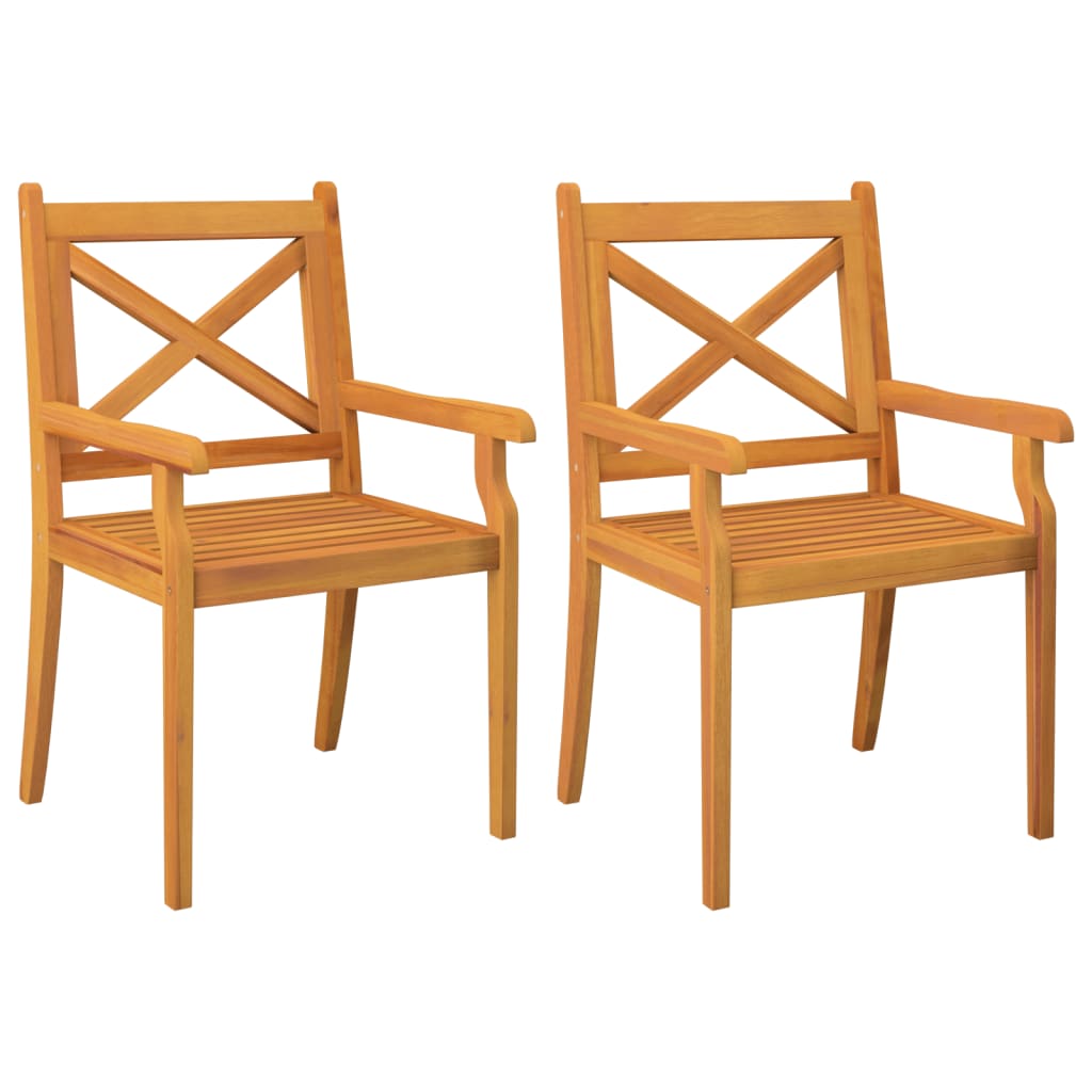 Garden dining chairs 2 pcs. Solid acacia wood