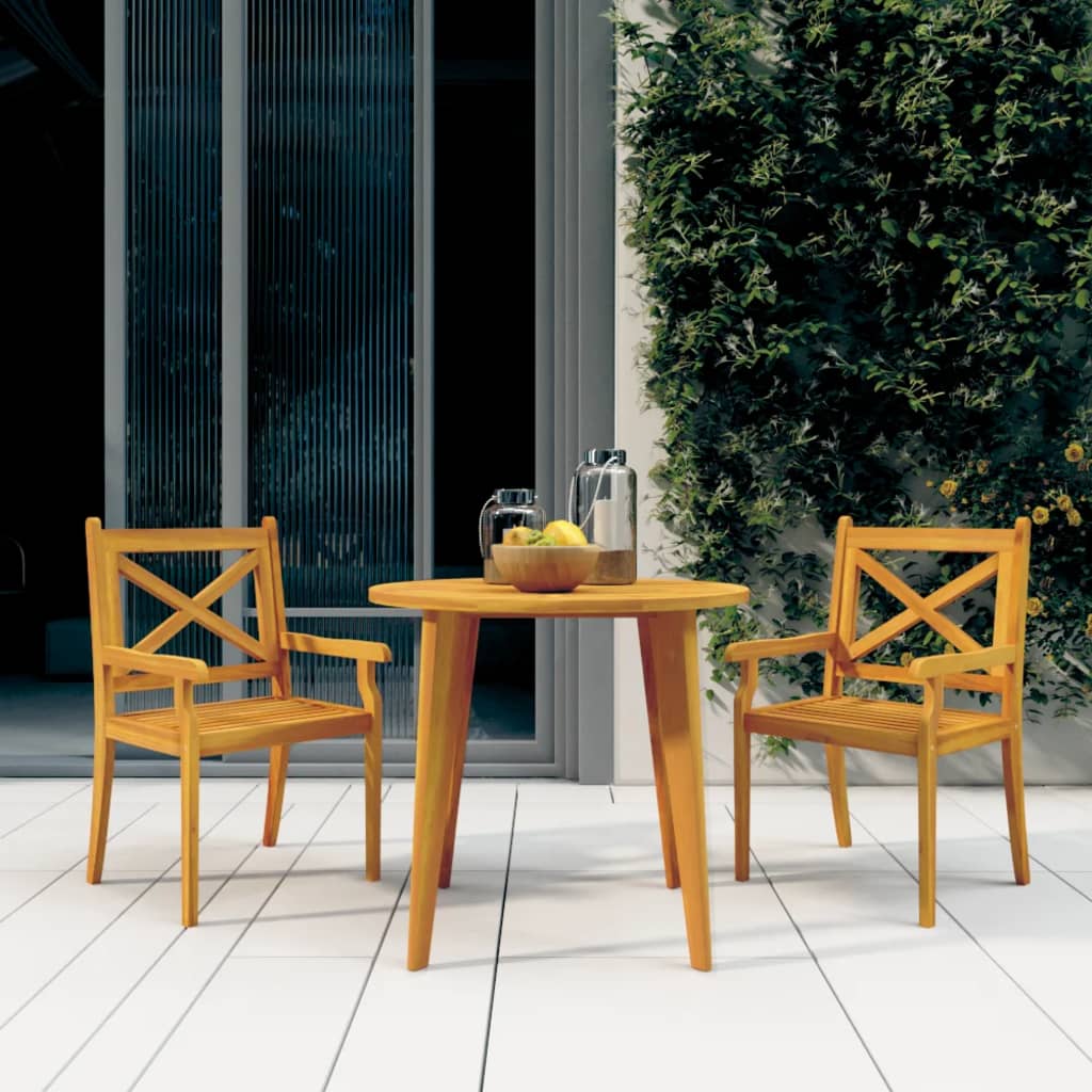 Garden dining chairs 2 pcs. Solid acacia wood