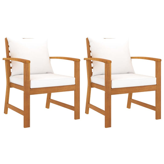Garden chairs 2 pcs. with cream cushions acacia solid wood