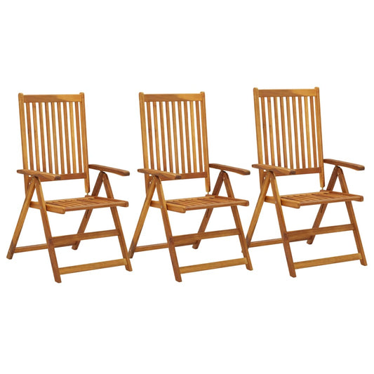 Adjustable garden chairs 3 pcs. Solid acacia wood