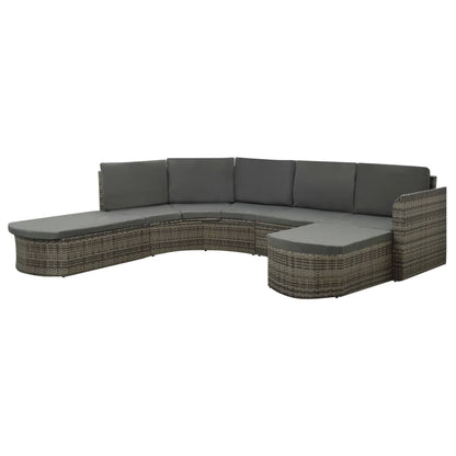 4-piece garden lounge set with cushions poly rattan grey