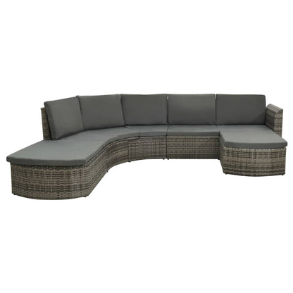 4-piece garden lounge set with cushions poly rattan grey