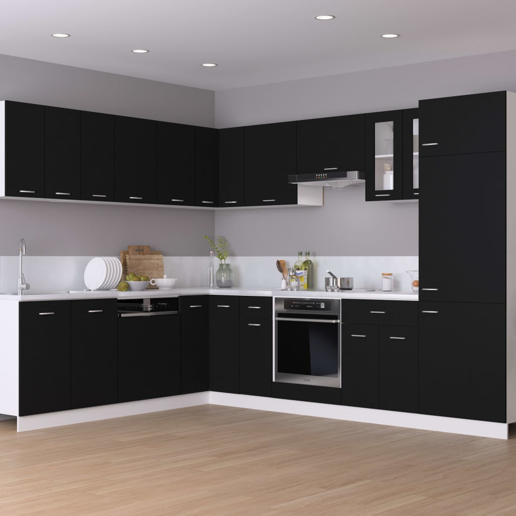 Refrigerator conversion cabinet black 60x57x207 cm wood material