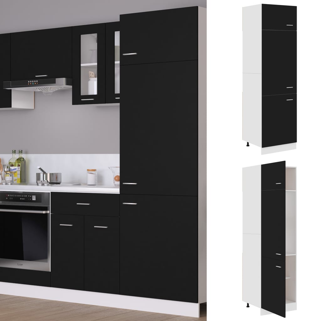 Refrigerator conversion cabinet black 60x57x207 cm wood material