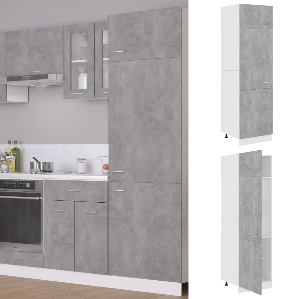 Refrigerator conversion cabinet concrete grey 60x57x207 cm wood material