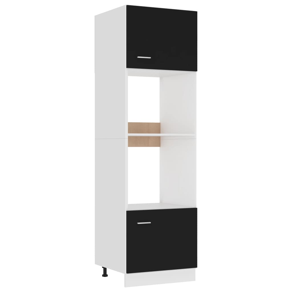 Microwave cabinet black 60x57x207 cm wood material
