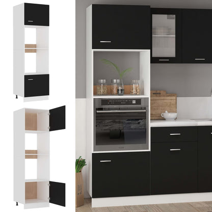 Microwave cabinet black 60x57x207 cm wood material