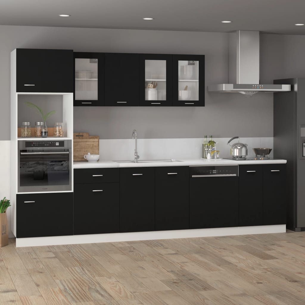 Microwave cabinet black 60x57x207 cm wood material