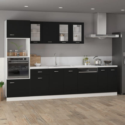 Microwave cabinet black 60x57x207 cm wood material