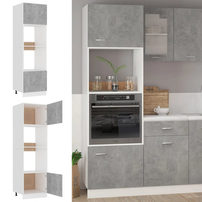 Microwave cabinet concrete grey 60x57x207 cm wood material