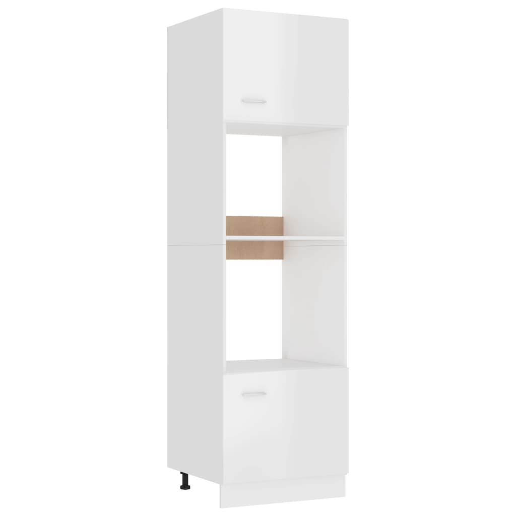 Microwave cabinet high gloss white 60x57x207 cm