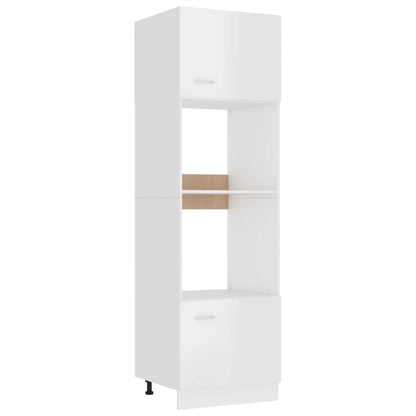 Microwave cabinet high gloss white 60x57x207 cm