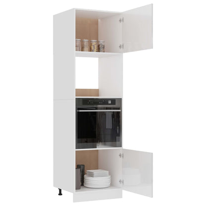 Microwave cabinet high gloss white 60x57x207 cm