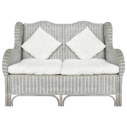 Sofa 2 sjedala sivi prirodni ratan i lan