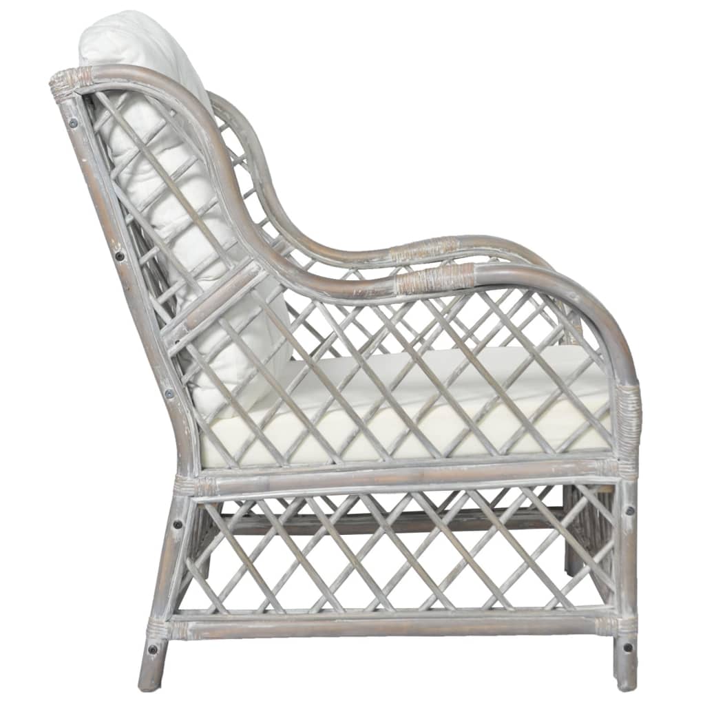 Fotelja s jastucima Siva Prirodni ratan i lan