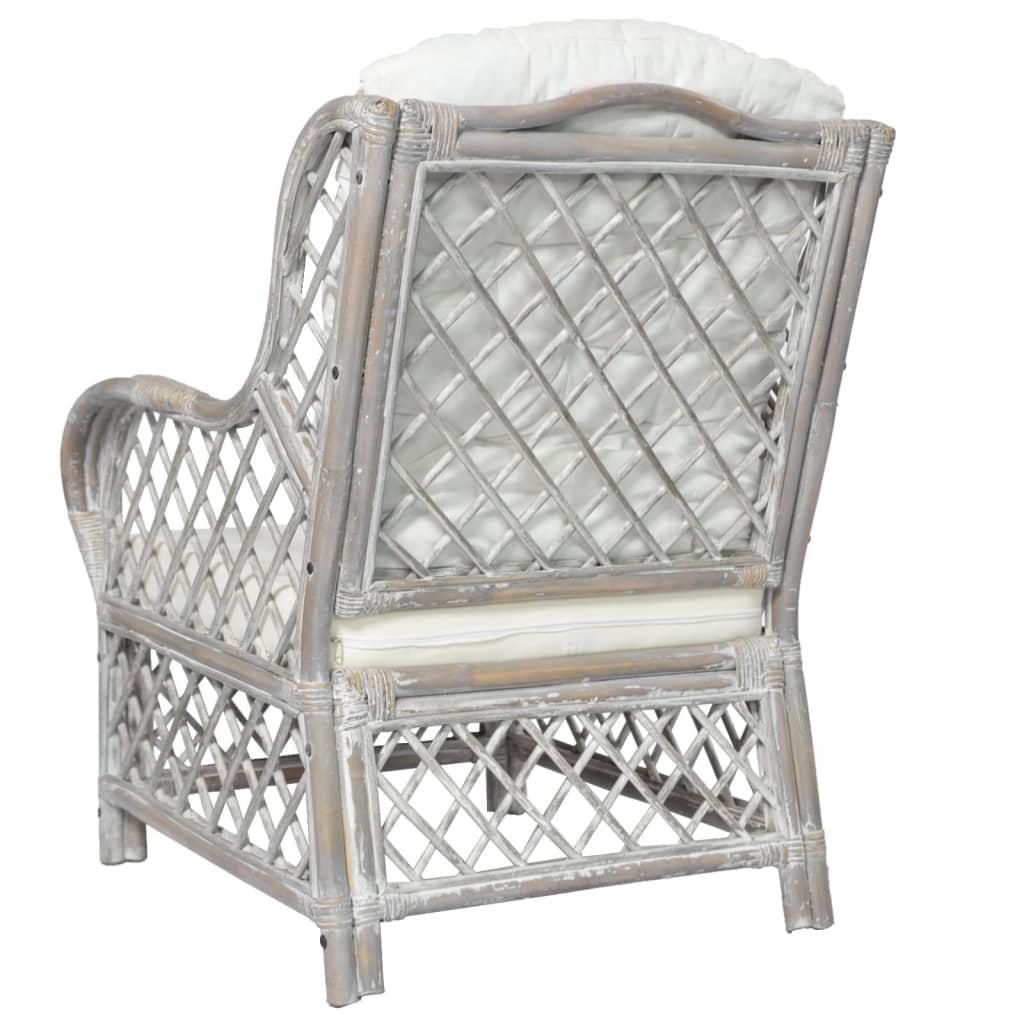 Fotelja s jastucima Siva Prirodni ratan i lan