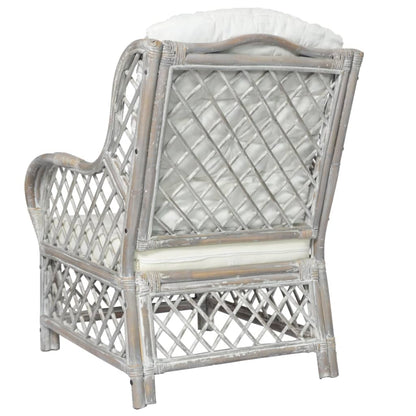 Fotelja s jastucima Siva Prirodni ratan i lan