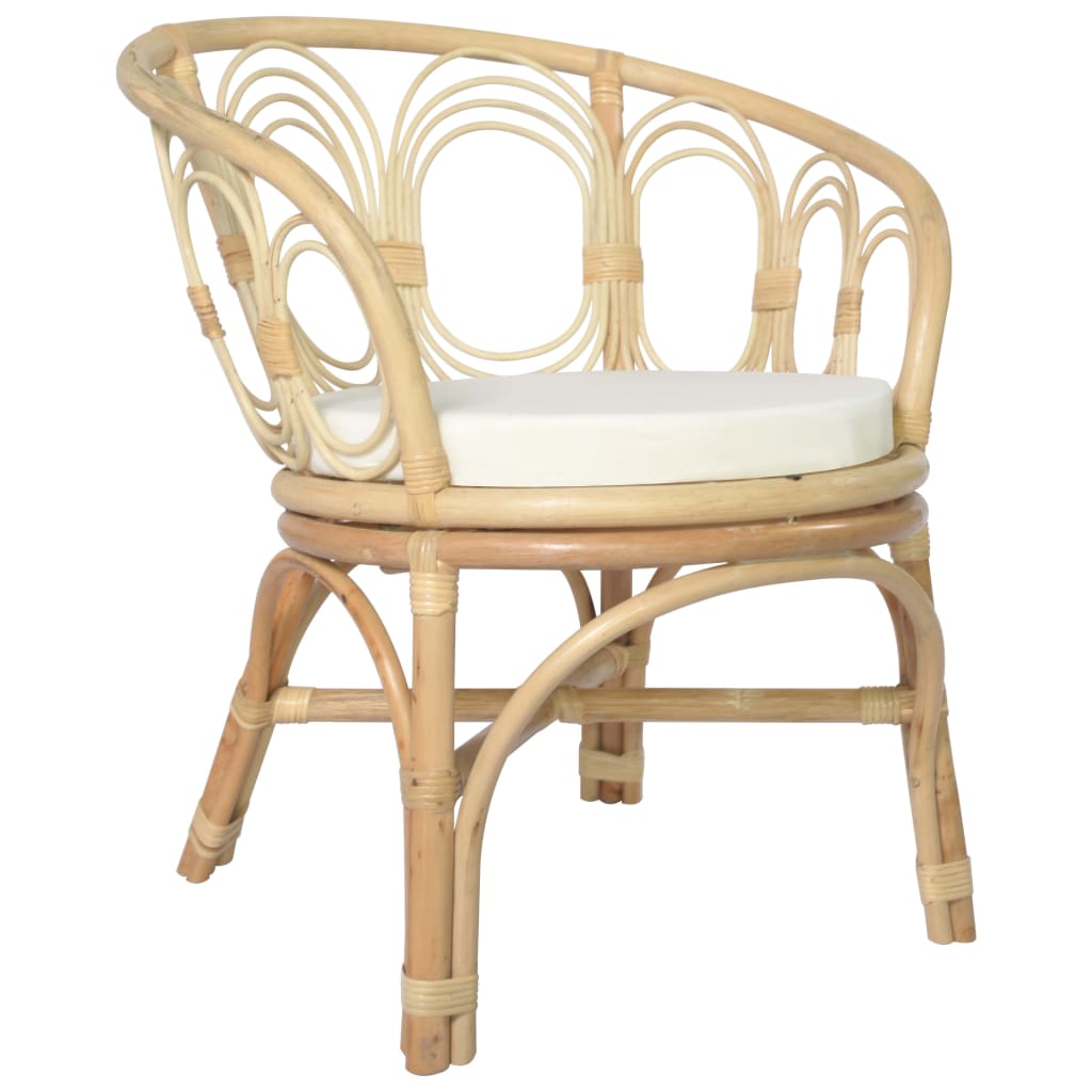 Dining chair with cushion rattan and linen