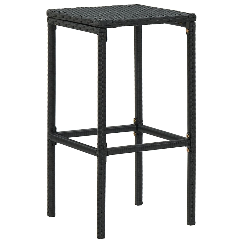 Bar stool with cushion 6 pcs. Black poly rattan