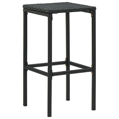Bar stool with cushion 6 pcs. Black poly rattan