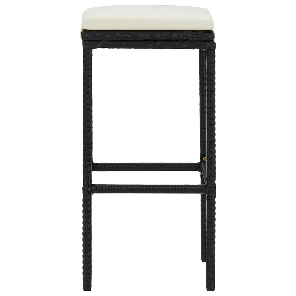 Bar stool with cushion 6 pcs. Black poly rattan