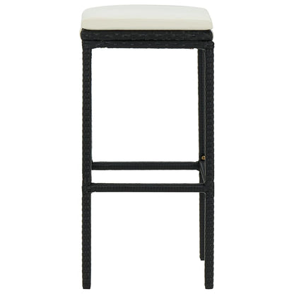 Bar stool with cushion 6 pcs. Black poly rattan