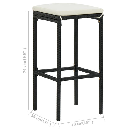 Bar stool with cushion 6 pcs. Black poly rattan