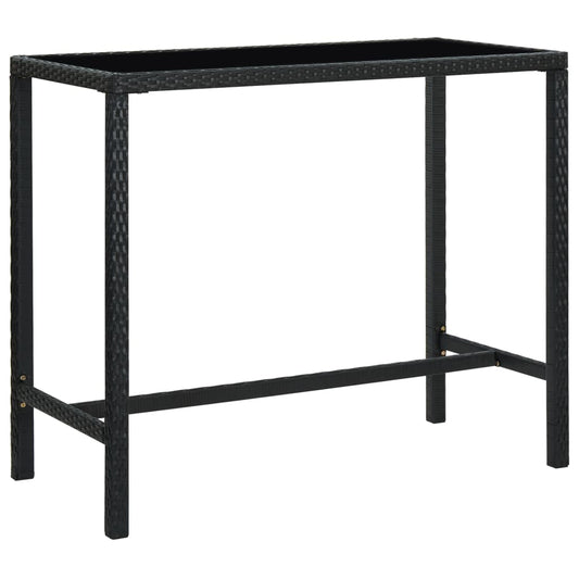 Garden bar table black 130x60x110 cm poly rattan and glass