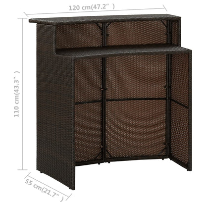 Garden bar table brown 120x55x110 cm poly rattan