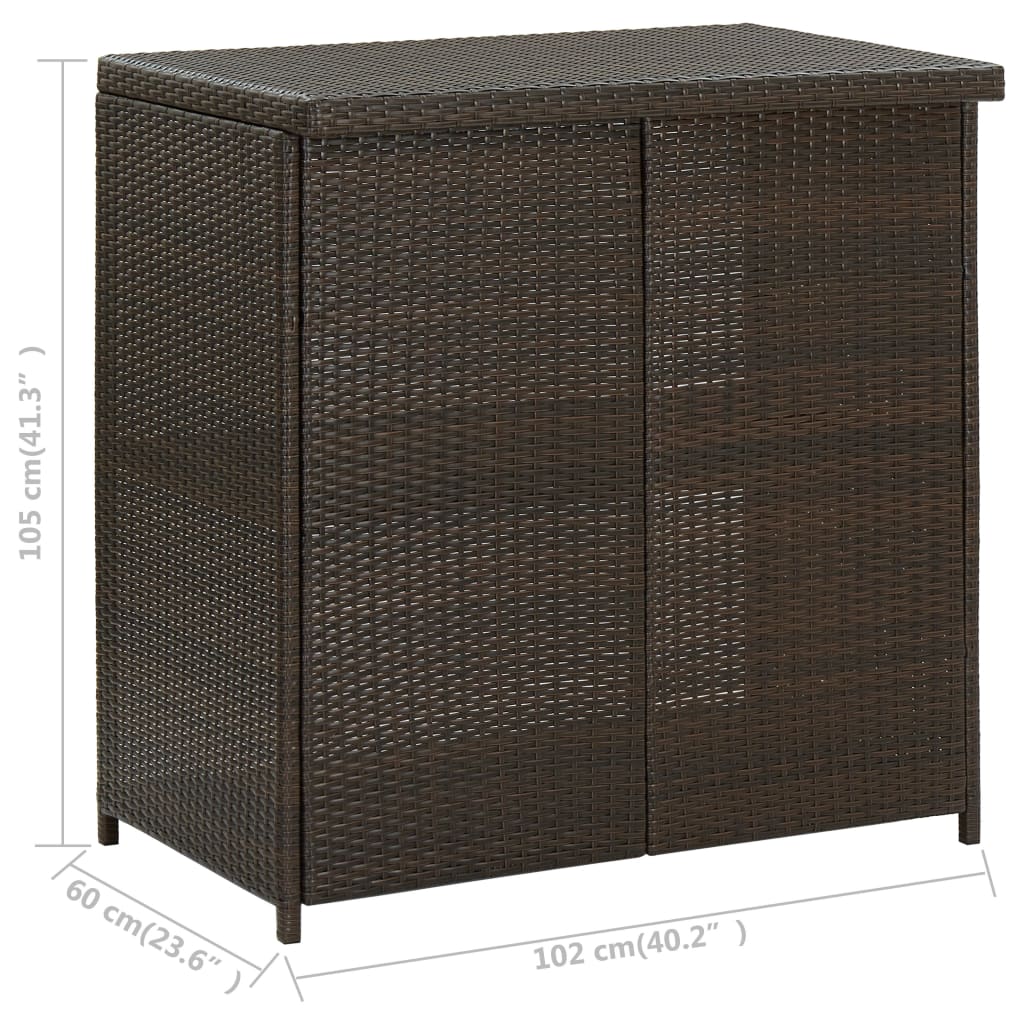 3-piece bar set poly rattan brown
