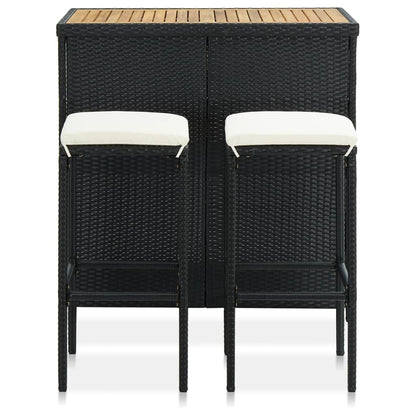 3-pcs. Bar Set Poly Rattan Black