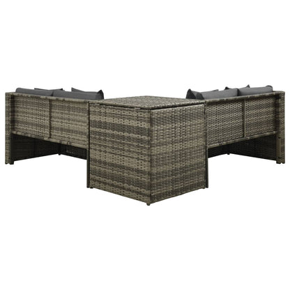 4-piece garden lounge set with cushions poly rattan grey