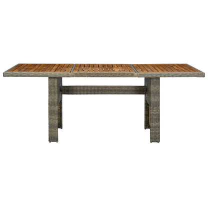 Garden table brown poly rattan and acacia solid wood