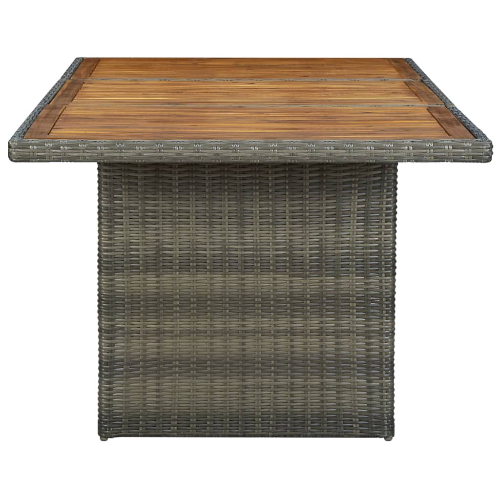 Garden table brown poly rattan and acacia solid wood