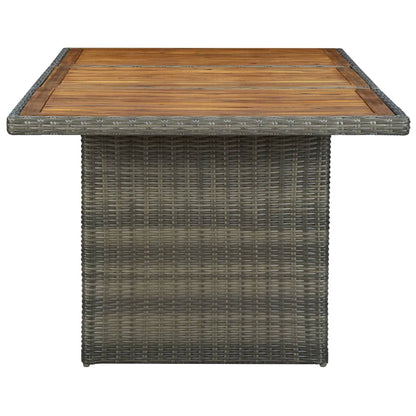Garden table brown poly rattan and acacia solid wood