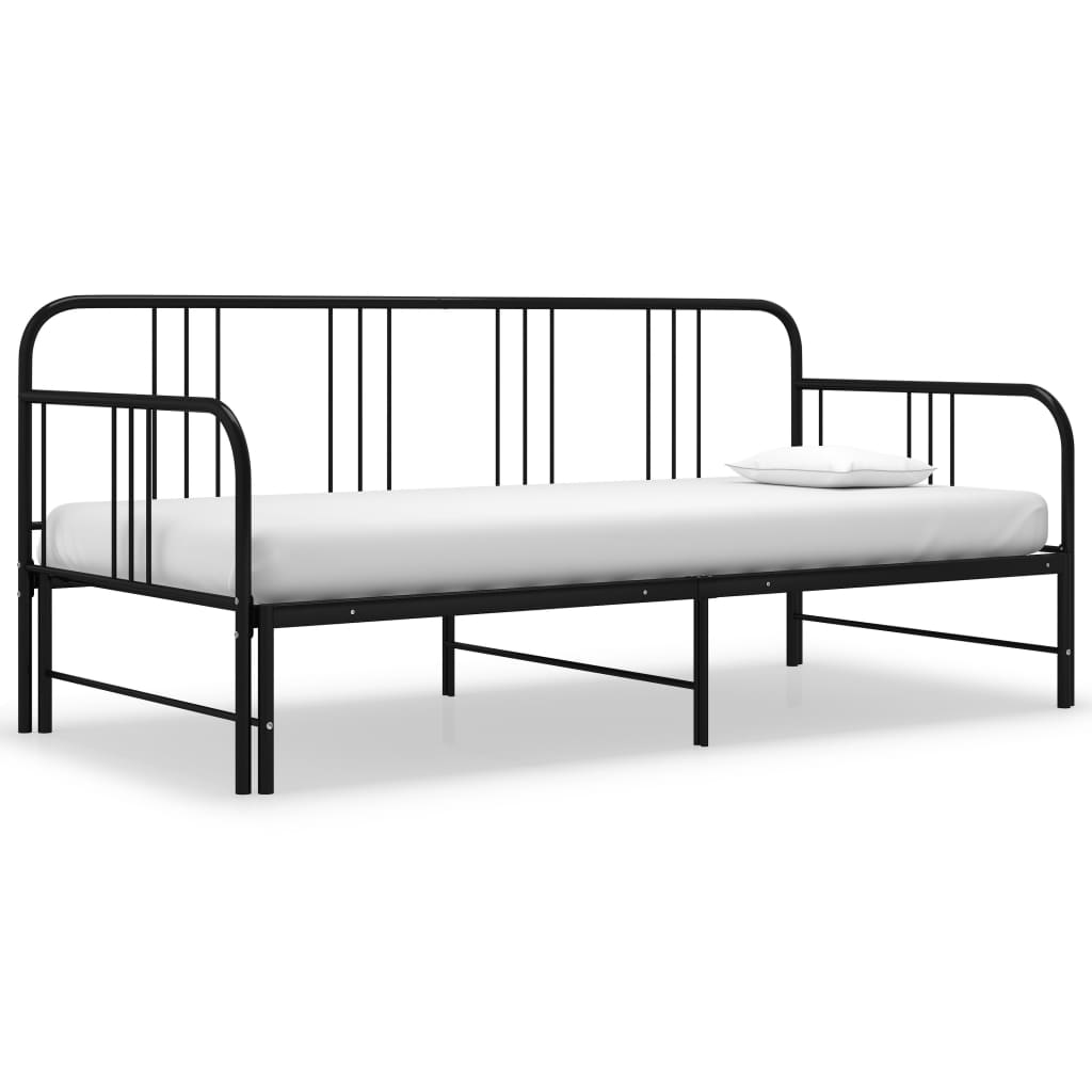 Daybed extendable black metal 90x200 cm