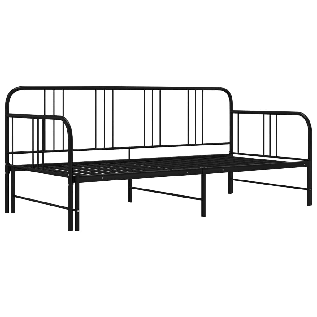 Daybed extendable black metal 90x200 cm