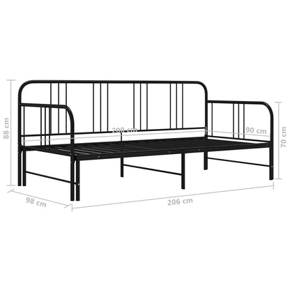 Daybed extendable black metal 90x200 cm