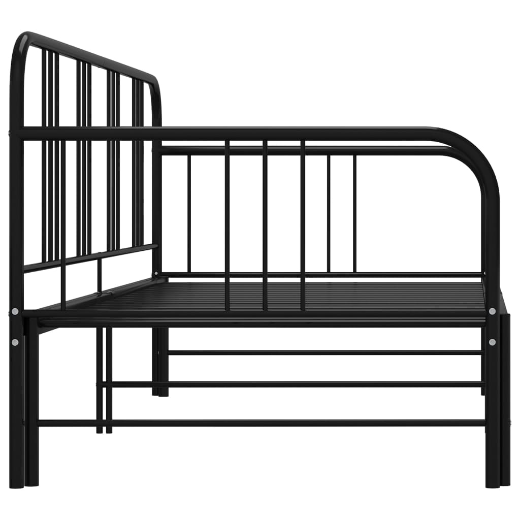 Daybed extendable black metal 90x200 cm