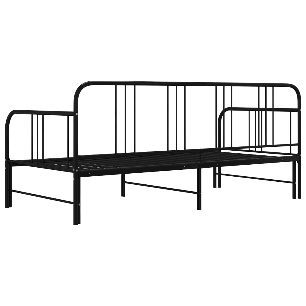 Daybed extendable black metal 90x200 cm