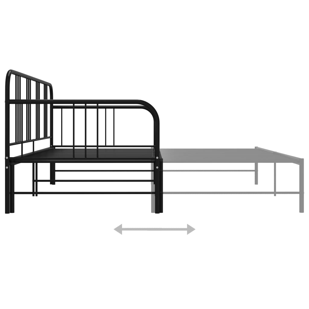 Daybed extendable black metal 90x200 cm